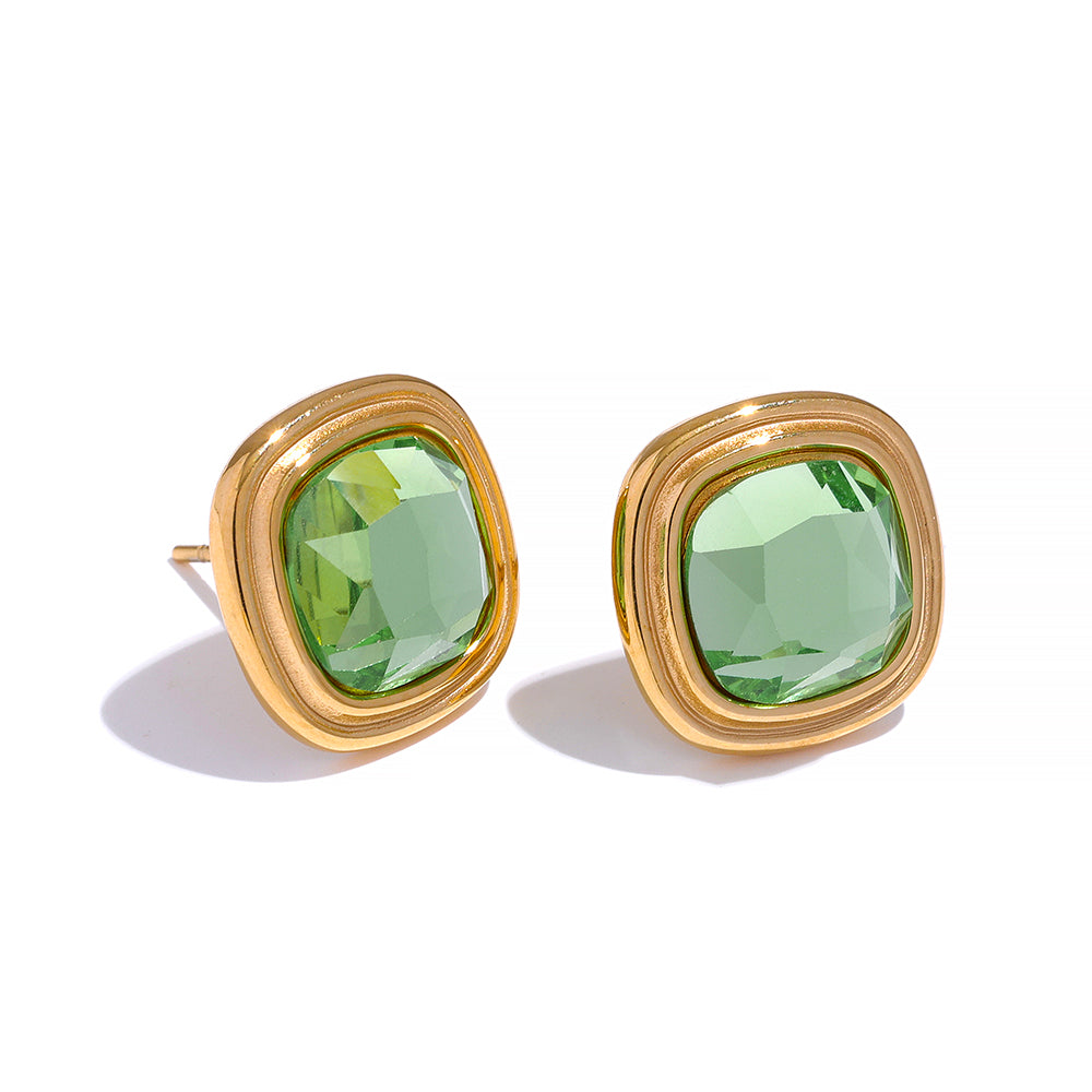 Chloe Earrings (Green Stone)