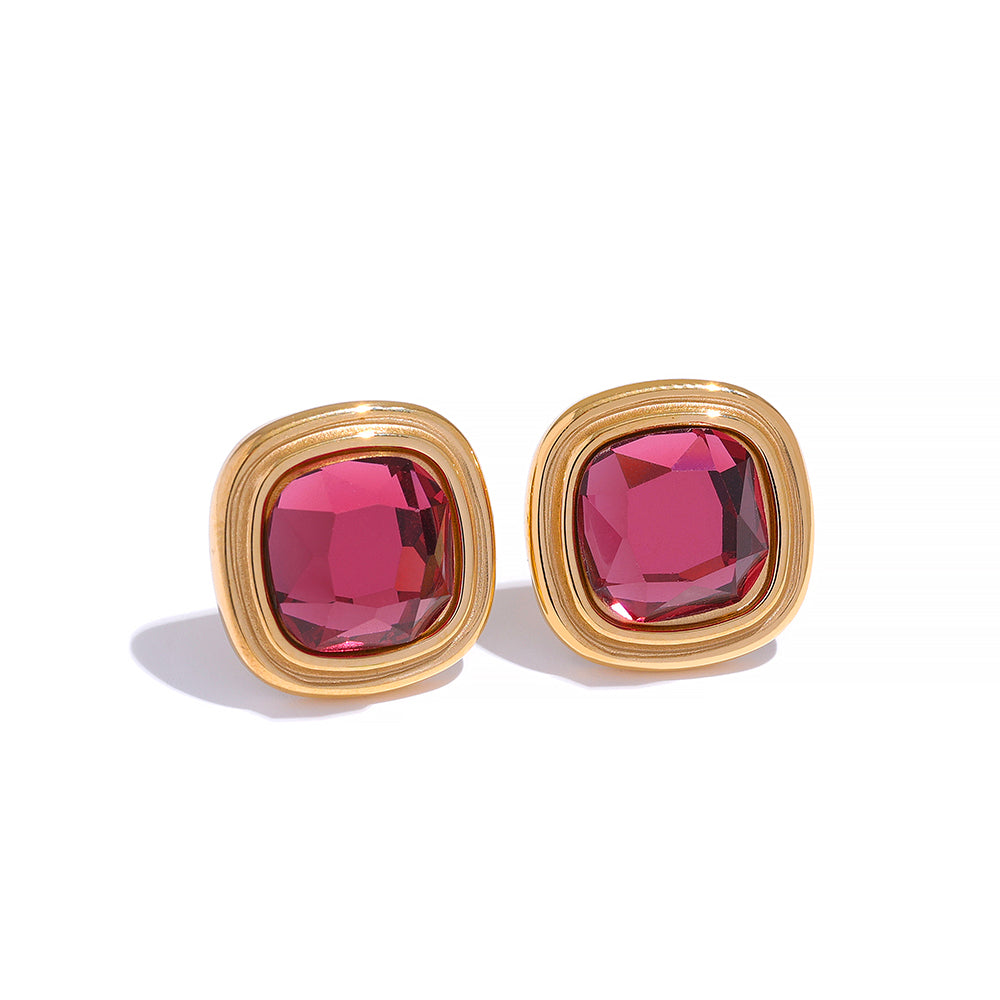 Chloe Earrings (Pink Stone)