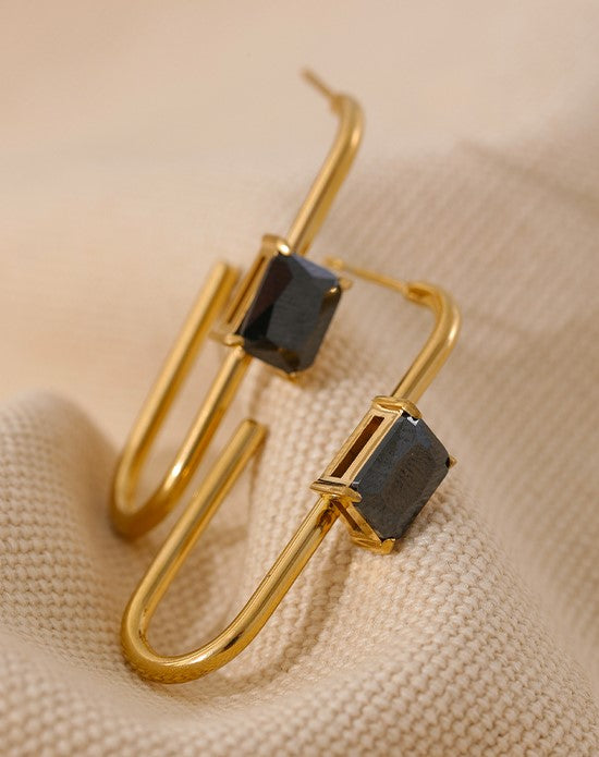 Nasira Earrings - Black Stone