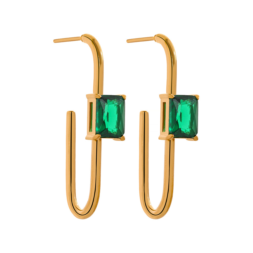 Nasira Earrings - Green Stone